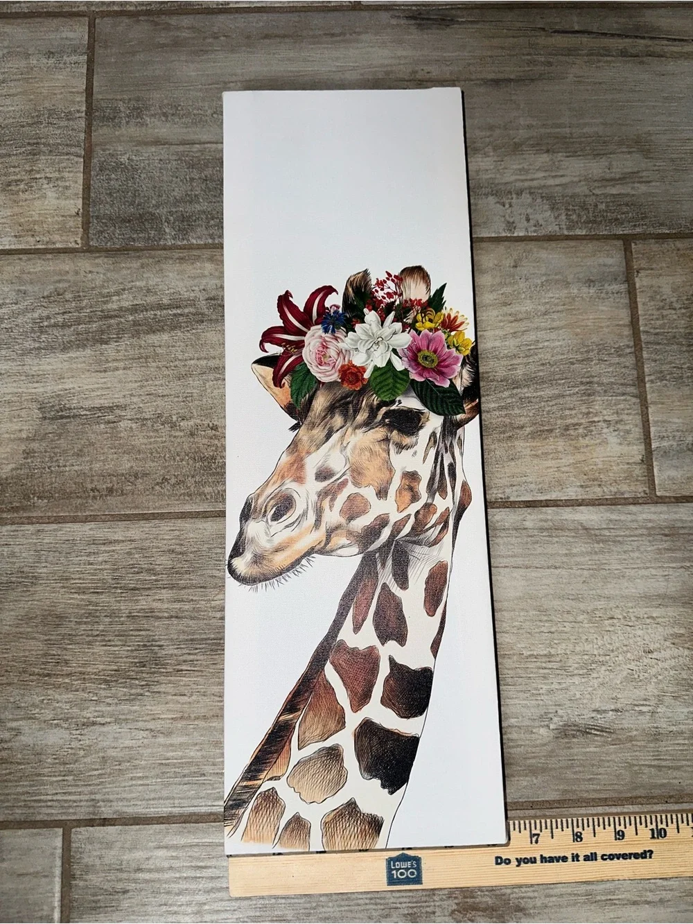 Floral Crown Giraffe Wall Art - Brown & Cream Canvas 🌸🦒